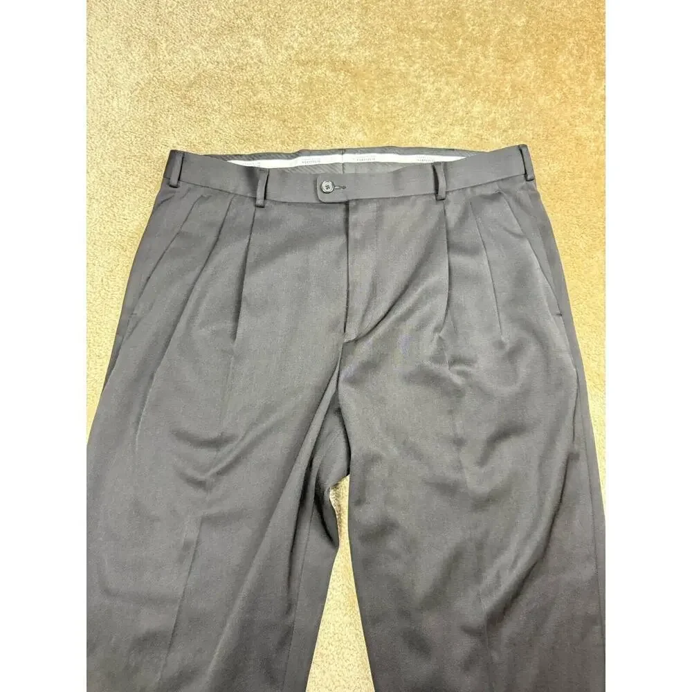Perry Ellis Portfolio Men’s Dress Pants 36 x 29 Classic Fit Black Pleated A262